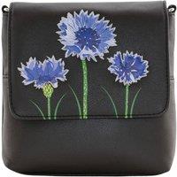 Mala leather Women's Amana Cornflower Garden Flap Crossbody Bag in Black
