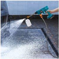 Living and Home 2 Batteries 18.5V Portable Cordless Handheld High-Pressure Washer w/ 5m Hose, 3 Nozzles, 6-8m Range Distance Battery Pressure Cleaner