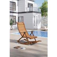 Garden Sanctuary Bamboo Foldable Outdoor Recliner Rocking Chair in Natural