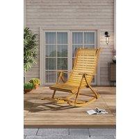H&O Direct Foldable Bamboo Recliner Lounge Rocking Chair in Natural