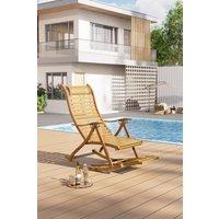 Living and Home Bamboo Foldable Recliner Rocking Chair in Natural