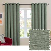 Furn Soft Chenille Blackout Eyelet Curtain Pair in Green | Size: 229 cm width x 229 cm drop