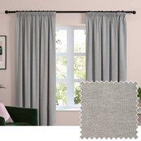 Furn Soft Chenille Blackout Pencil Pleat Curtain Pair in Silver | Size: 229 cm width x 229 cm drop