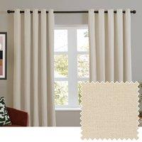 Furn Soft Chenille Blackout Eyelet Curtain Pair in Ecru | Size: 117 cm width x 137 cm drop