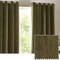 Yard Heavy Chenille Blackout Eyelet Curtain Pair in Olive | Size: 229 cm width x 137 cm drop