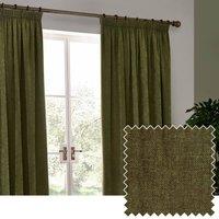 Yard Heavy Chenille Blackout Pencil Pleat Curtain Pair in Olive | Size: 117 cm width x 137 cm drop