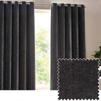 Yard Heavy Chenille Blackout Eyelet Curtain Pair in Charcoal | Size: 229 cm width x 183 cm drop