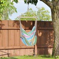 OUTSUNNY Garden Hammock Chair Yard Hanging Rope Cotton Cloth w/ ropes in Green