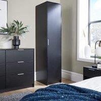 Home Source Phoenix Wardrobe 1 Door Space Saving Bedroom Clothing Storage in Black