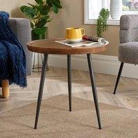 Home Source Manhattan Mango Wood Round Coffee Table Unit in Dark Brown | Size: Medium