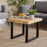 Home Source Cortez Rectangular Mango Wood Table Iron Legs Coffee Table Unit in Light Oak | Size: Small