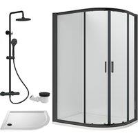 Balterley Offset Right Quadrant Tray Round Shower Waste White Black 1200x 800mm