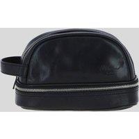 Ashwood Leather Real Leather Zip Wash Bag in Black