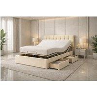 PARADISE BEDS LTD Elevate Pro Heavy Duty Electric Adjustable Storage Bed Set in Cream | Size: Single
