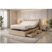 PARADISE BEDS LTD Elevate Pro Heavy Duty Electric Adjustable Storage Bed Set in Beige | Size: Super King