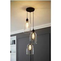 ValueLights Kira Glass Cloche Dome 3 Drop Cluster Ceiling Pendant Light in Black