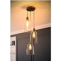 ValueLights Kira Glass Cloche Dome 3 Drop Cluster Ceiling Pendant Light with LED Bulbs in Silver