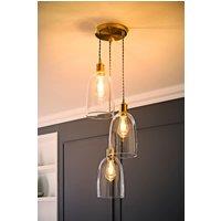 ValueLights Kira Glass Cloche Dome 3 Drop Cluster Ceiling Pendant Light with LED Bulbs in Gold