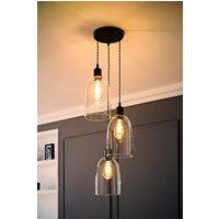 ValueLights Kira Glass Cloche Dome 3 Drop Cluster Ceiling Pendant Light with LED Bulbs in Black