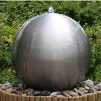 Primrose Brushed 60cm Stainless Steel Sphere Water Feature Cascade LED Light in Metallic Silver