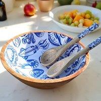 Hartsmede Hummingbird Large Serving Bowl With Spoons in Blue