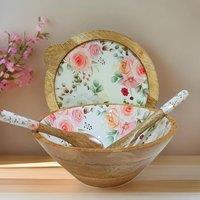 Hartsmede Hummingbird Large Serving Bowl With Lid & Spoons Floral in White | Size: 3L