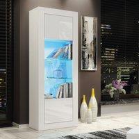Mex Furniture LTD Display Cabinet with LED Lighting & Gloss Doors / 170cm in White