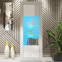 Creative Furniture Illume Display Cabinet 170cm - White with Gloss Doors & LED Lights