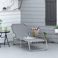 OUTSUNNY Camping Cot Picnic Sun Lounger Portable Folding Chaise Chair Grey