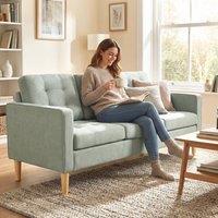 HOMCOM Modern 3 Seater Sofa with Hidden Storage & Rubber Wood Legs in Light Grey