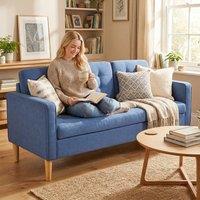 HOMCOM Modern 3 Seater Sofa with Hidden Storage & Rubber Wood Legs in Blue