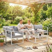 OUTSUNNY 5 Seater Aluminium Garden Furniture Set w/ Table, Light Grey