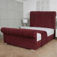 Living Comfort Bedz Orion Plush Velvet Upholstered Bed Slatted Base with 48Inch Headboard in Maroon | Size: King