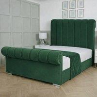 Living Comfort Bedz Orion Plush Velvet Upholstered Bed Slatted Base with 48Inch Headboard in Green | Size: King