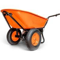 Superhandy Electric Wheelbarrow - 48V 2Ah Li-Ion Battery, 330 lbs (150 kg) Capacity, 3 Cu.Ft in Orange