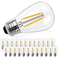 VOGREX 24PCS LED 2W Bulb Filament Lights Bright Warm White 2700K Bulbs in Clear