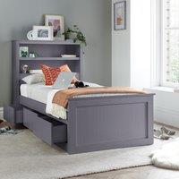Bedmaster Enzo Wooden 3 Drawer Bookcase Bed & Memory Foam Mattress in Grey | Size: Single