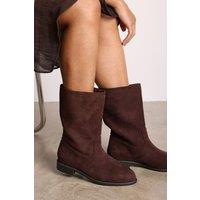 Where's That From Women's 'Monroe' Mid Calf Boots with Flat Sole in Brown | Size: 6