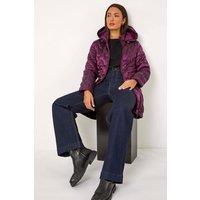 Roman Women's Wave Quilted Puffer Hooded Coat in Magenta | Size: 18