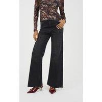 Brave Soul Women's Mid Rise Wide Leg Jeans in Black | Size: 10