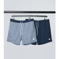 Threadbare Men's 2 Pack Geometric Print Swim Shorts in Navy | Size: Small