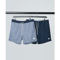 Threadbare Men's 2 Pack Geometric Print Swim Shorts in Navy | Size: 2XL