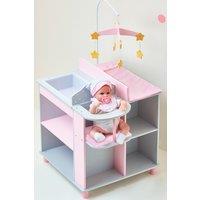 Teamson Kids Kids Wooden Baby Doll Changing Station with Storage, Grey/Pink in Grey