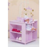 Teamson Kids Kids Wooden Baby Doll Changing Station with Storage, Grey/Pink in Lilac