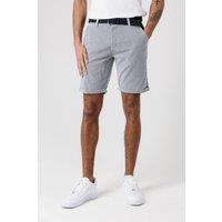 Tokyo Laundry Men's Cotton Cord Oxford Shorts with Belt in Mid Blue | Size: Medium