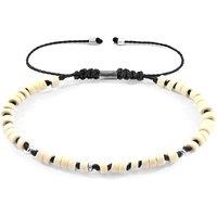 ANCHOR & CREW Men's Percy Silver & Stone SKINNY Macrame Bracelet in White
