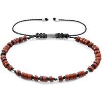 ANCHOR & CREW Men's Percy Silver & Stone SKINNY Macrame Bracelet in Brown