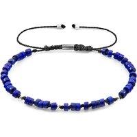 ANCHOR & CREW Men's Percy Silver & Stone SKINNY Macrame Bracelet in Blue