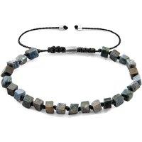 ANCHOR & CREW Men's Ralph Silver & Stone SKINNY Macrame Bracelet in Blue