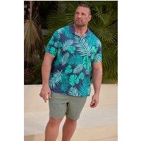 BadRhino Men's Leaf Print Polo Shirt in Dark Navy | Size: 5-6XL